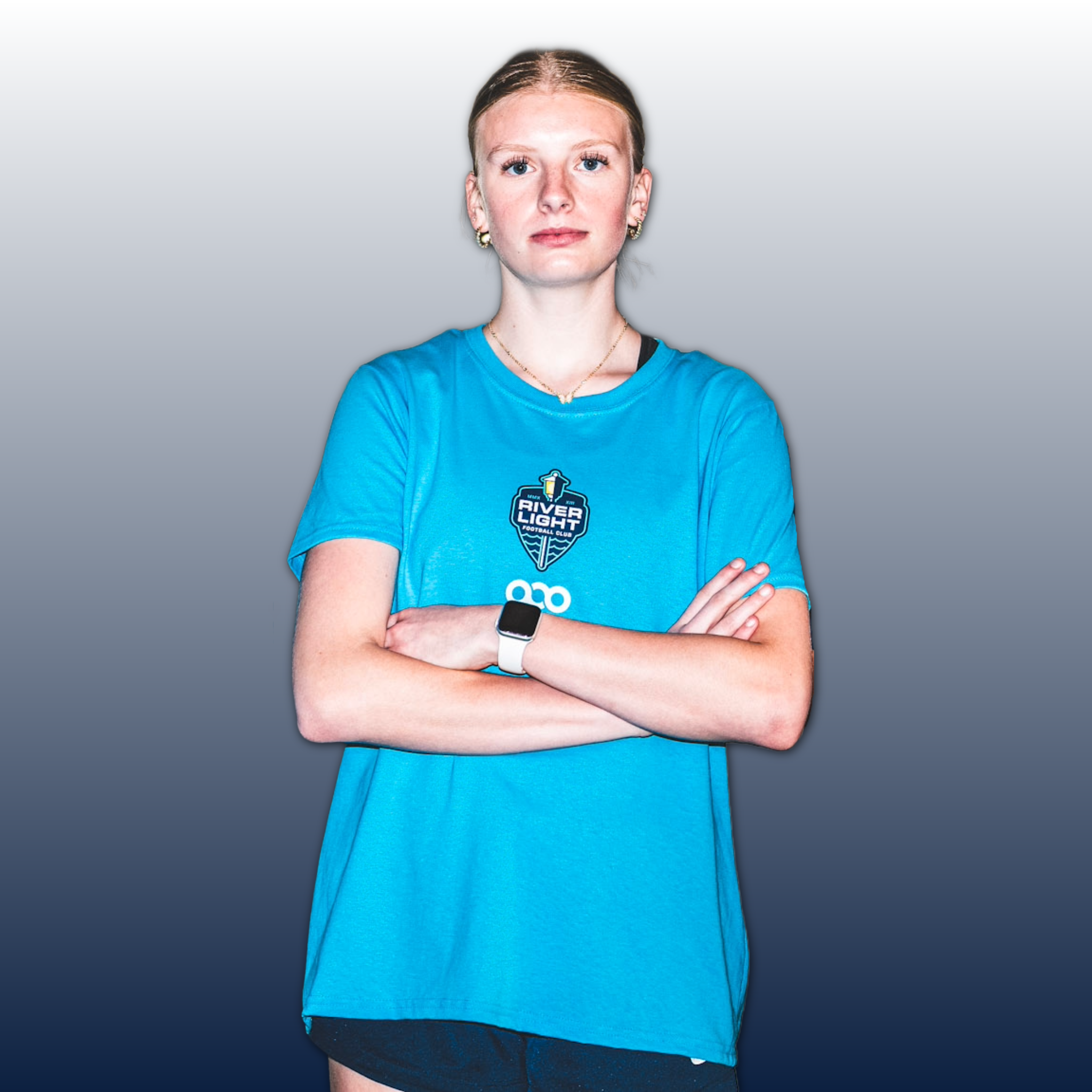 Unisex Light Blue Short Sleeve T-Shirt (Podiumwear X River Light FC)