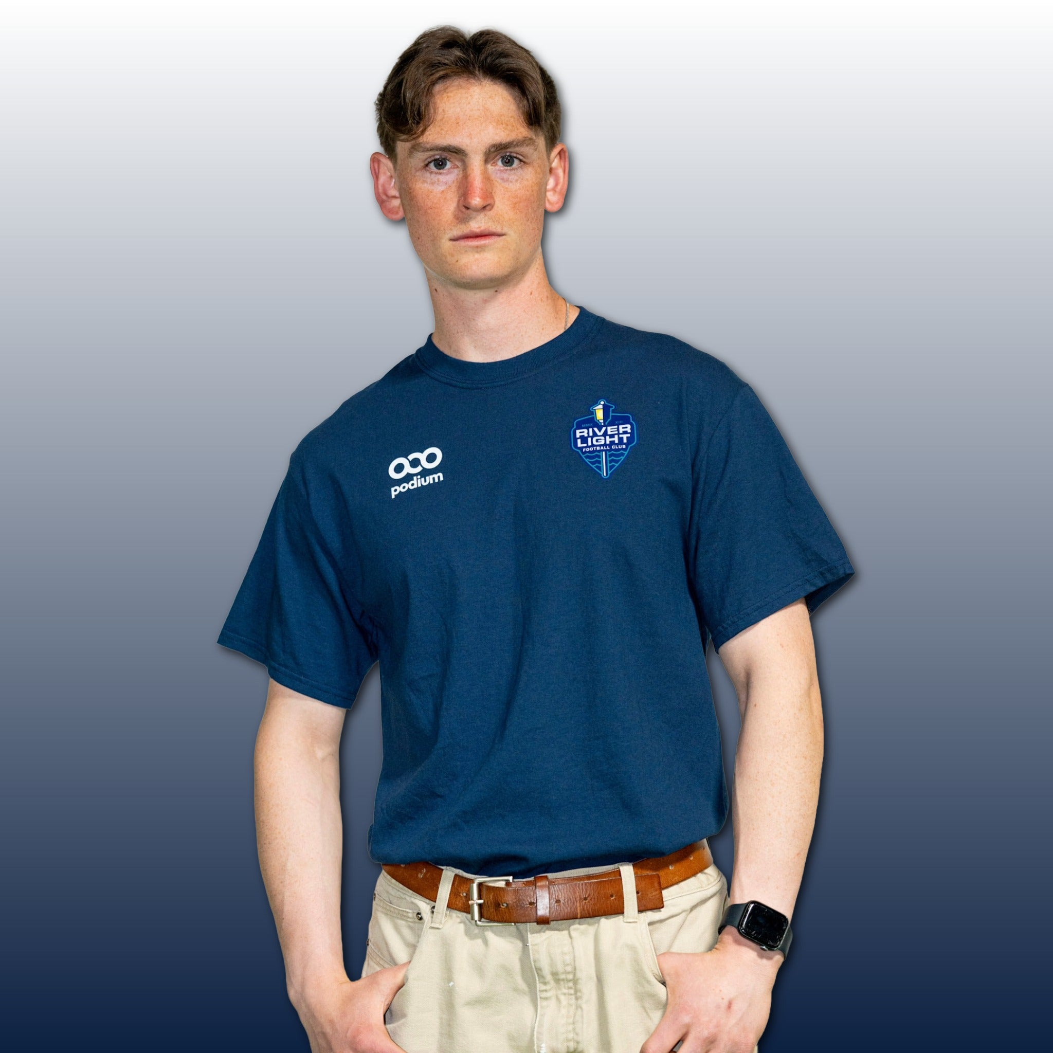 Men's Navy Short Sleeve T-Shirt (Podiumwear X River Light FC)